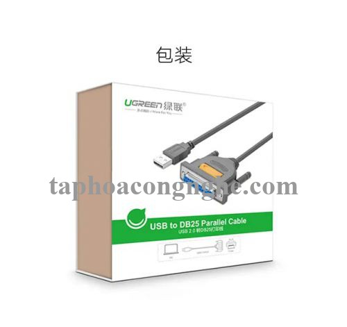 Ugreen 20795 3M màu Đen Cáp tín hiệu chuyển đổi USB 2.0 sang DB25 âm cao cấp US167 30020795